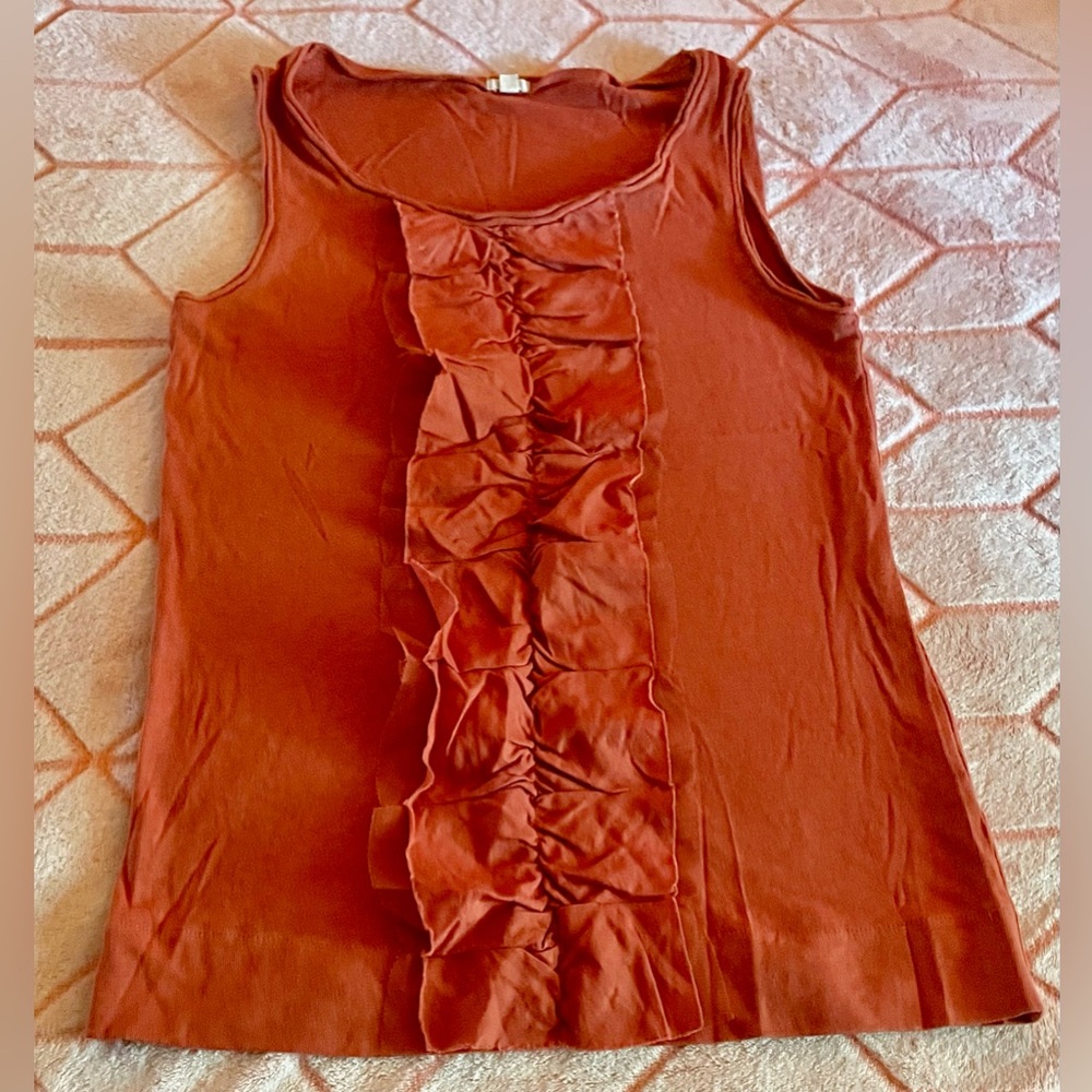 🦊 J. Crew Rust Ruffle Tank Top 🦊 - Picture 1 of 4